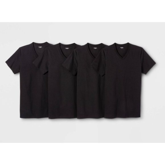Goodfellow Men's Size Small 34/36 Classic V-Neck Black T-Shirts 4 Count - Picture 2 of 4